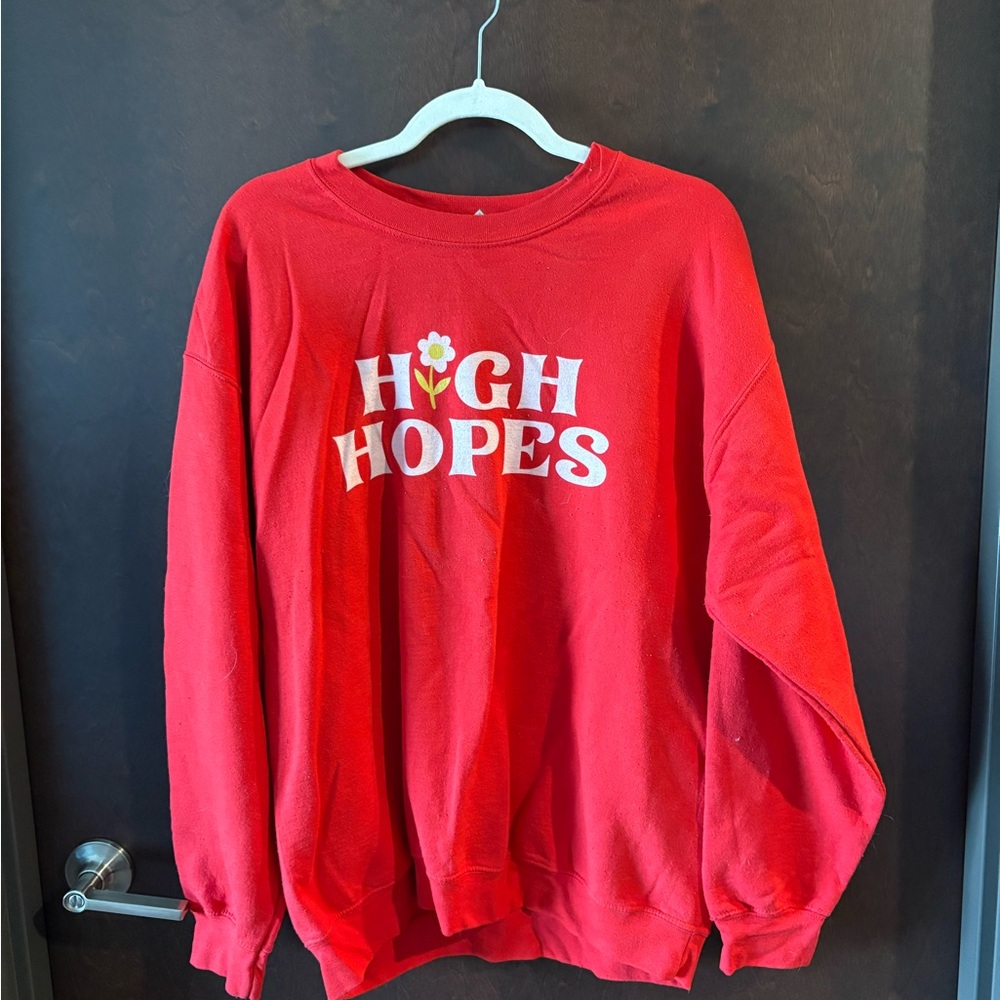 L “High Hopes” Gildan Red Heavy Blend Sweatshirt #dopamine #dopaminedressing